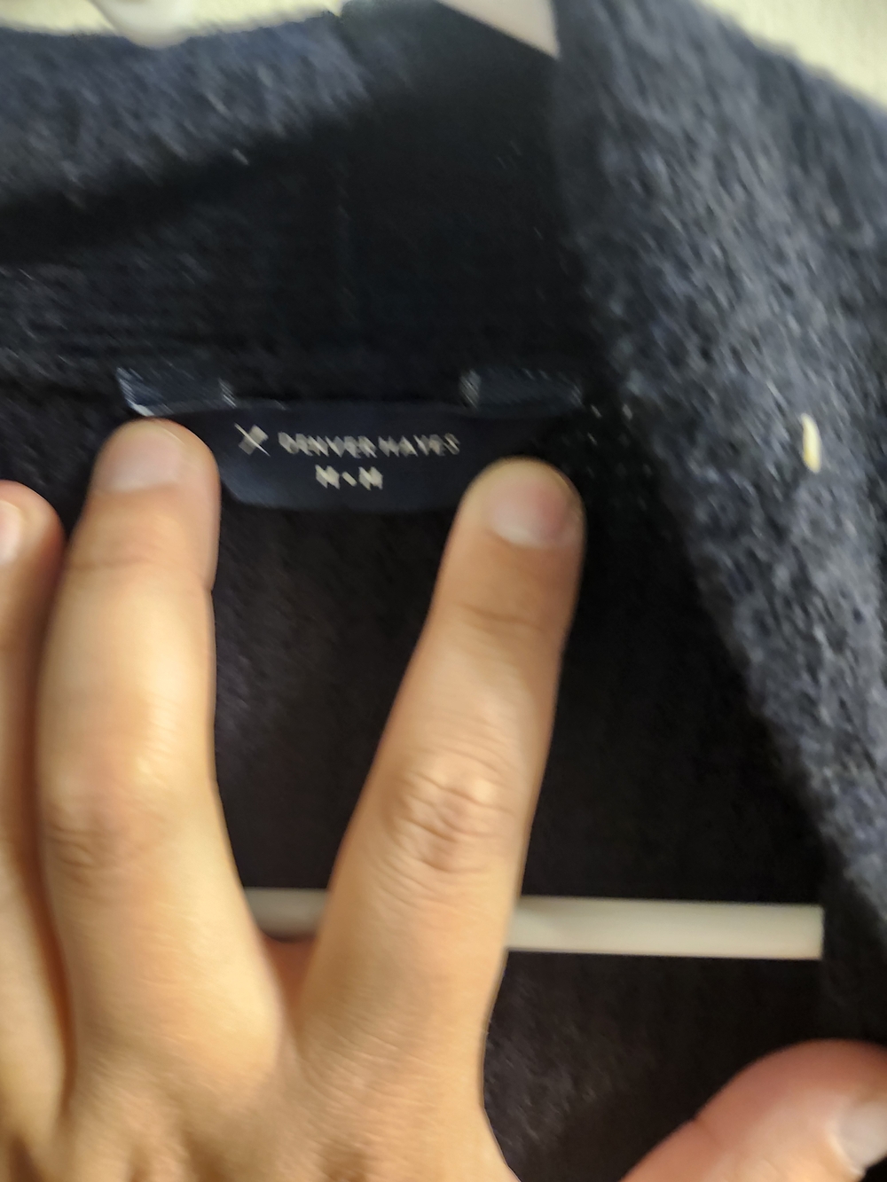Denver Hayes Navy Open-Front Ribbed Cardigan - Picture 3 of 3